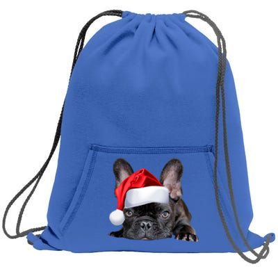 Cute French Bulldog Santa Hat Frenchie Image Christmas Gift Sweatshirt Cinch Pack Bag