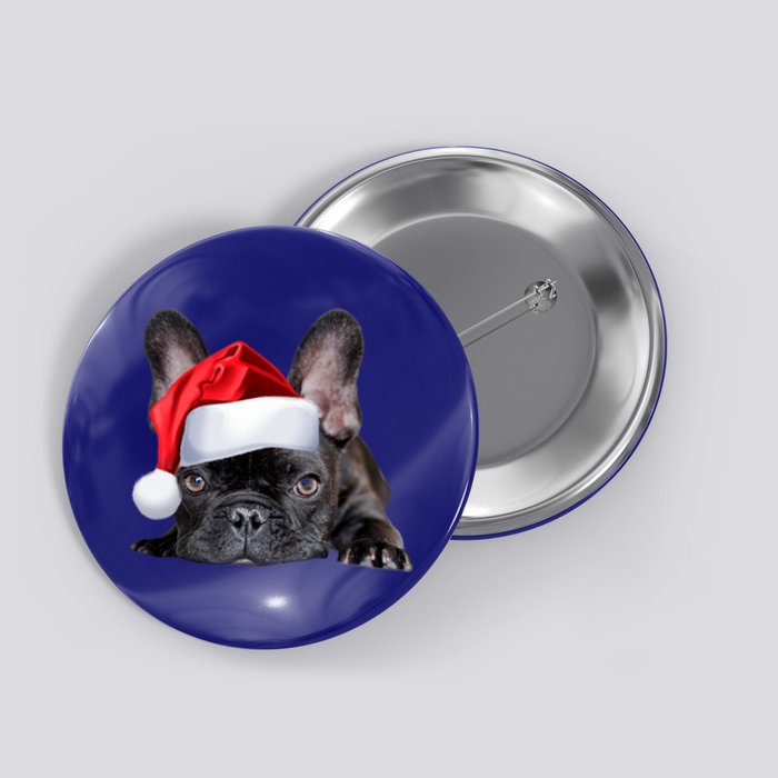 Cute French Bulldog Santa Hat Frenchie Image Christmas Gift Button