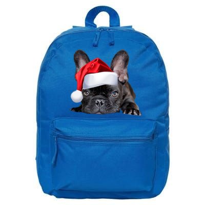 Cute French Bulldog Santa Hat Frenchie Image Christmas Gift 16 in Basic Backpack