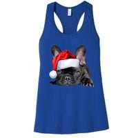 Cute French Bulldog Santa Hat Frenchie Image Christmas Gift Women's Racerback Tank