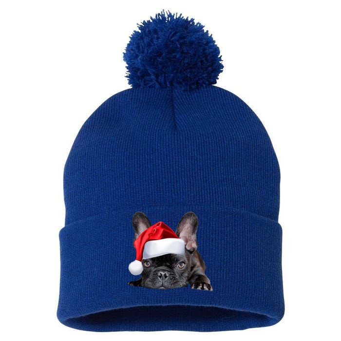 Cute French Bulldog Santa Hat Frenchie Image Christmas Gift Pom Pom 12in Knit Beanie