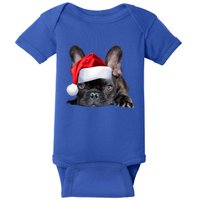 Cute French Bulldog Santa Hat Frenchie Image Christmas Gift Baby Bodysuit