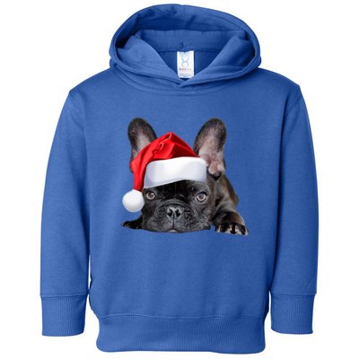 Cute French Bulldog Santa Hat Frenchie Image Christmas Gift Toddler Hoodie