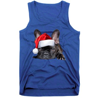 Cute French Bulldog Santa Hat Frenchie Image Christmas Gift Tank Top