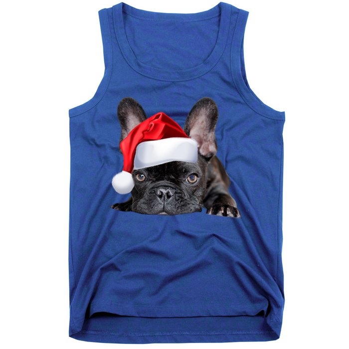 Cute French Bulldog Santa Hat Frenchie Image Christmas Gift Tank Top