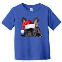 Cute French Bulldog Santa Hat Frenchie Image Christmas Gift Toddler T-Shirt