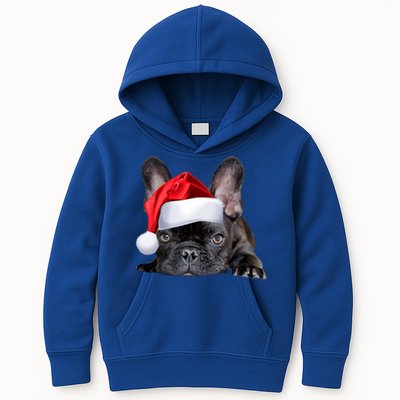 Cute French Bulldog Santa Hat Frenchie Image Christmas Gift Kids Hoodie