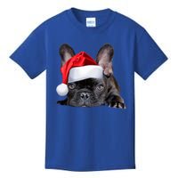 Cute French Bulldog Santa Hat Frenchie Image Christmas Gift Kids T-Shirt