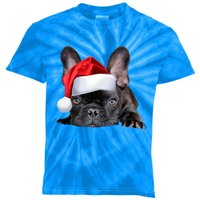 Cute French Bulldog Santa Hat Frenchie Image Christmas Gift Kids Tie-Dye T-Shirt