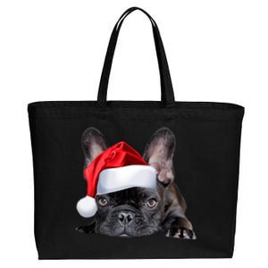 Cute French Bulldog Santa Hat Frenchie Image Christmas Gift Cotton Canvas Jumbo Tote