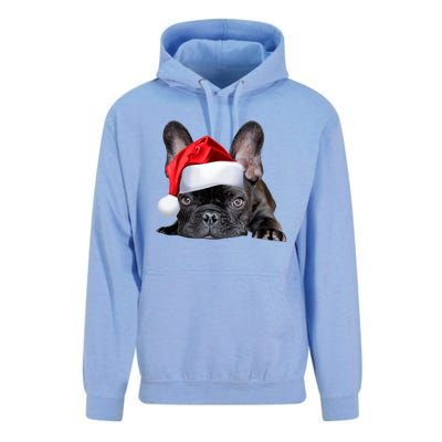 Cute French Bulldog Santa Hat Frenchie Image Christmas Gift Unisex Surf Hoodie