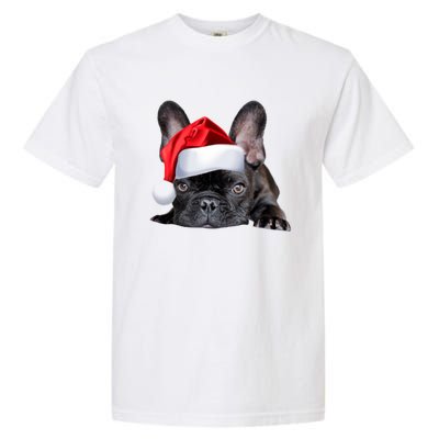 Cute French Bulldog Santa Hat Frenchie Image Christmas Gift Garment-Dyed Heavyweight T-Shirt