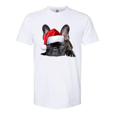 Cute French Bulldog Santa Hat Frenchie Image Christmas Gift Softstyle CVC T-Shirt