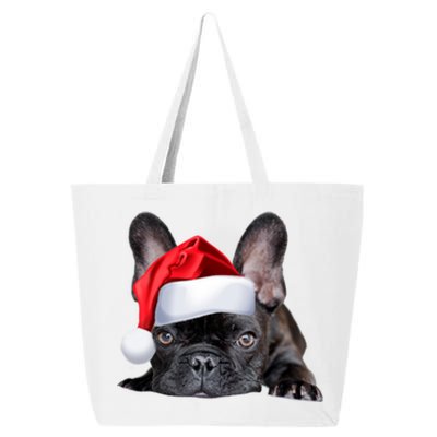 Cute French Bulldog Santa Hat Frenchie Image Christmas Gift 25L Jumbo Tote