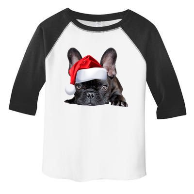 Cute French Bulldog Santa Hat Frenchie Image Christmas Gift Toddler Fine Jersey T-Shirt