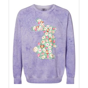 Cute Floral Bunny Rabbit Funny Easter Day Colorblast Crewneck Sweatshirt