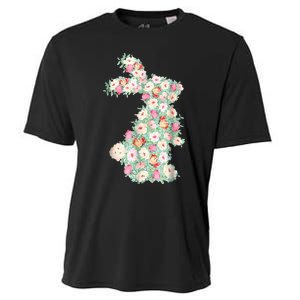 Cute Floral Bunny Rabbit Funny Easter Day Cooling Performance Crew T-Shirt