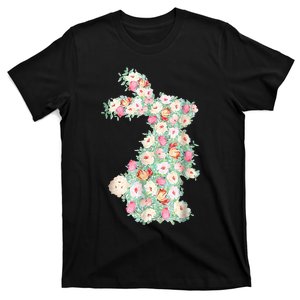 Cute Floral Bunny Rabbit Funny Easter Day T-Shirt