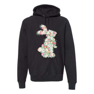 Cute Floral Bunny Rabbit Funny Easter Day Premium Hoodie