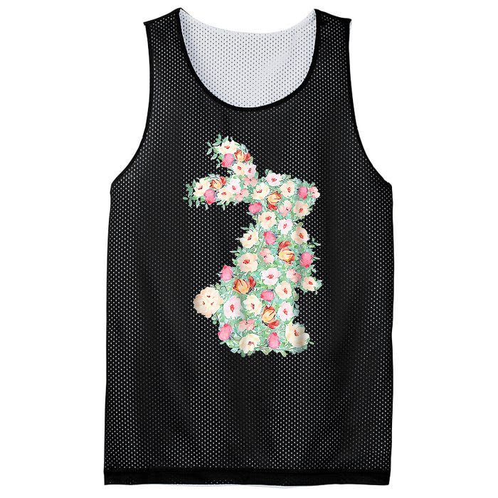 Cute Floral Bunny Rabbit Funny Easter Day Mesh Reversible Basketball Jersey Tank