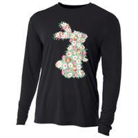 Cute Floral Bunny Rabbit Funny Easter Day Cooling Performance Long Sleeve Crew