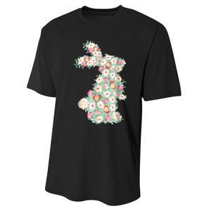 Cute Floral Bunny Rabbit Funny Easter Day Performance Sprint T-Shirt