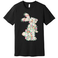 Cute Floral Bunny Rabbit Funny Easter Day Premium T-Shirt