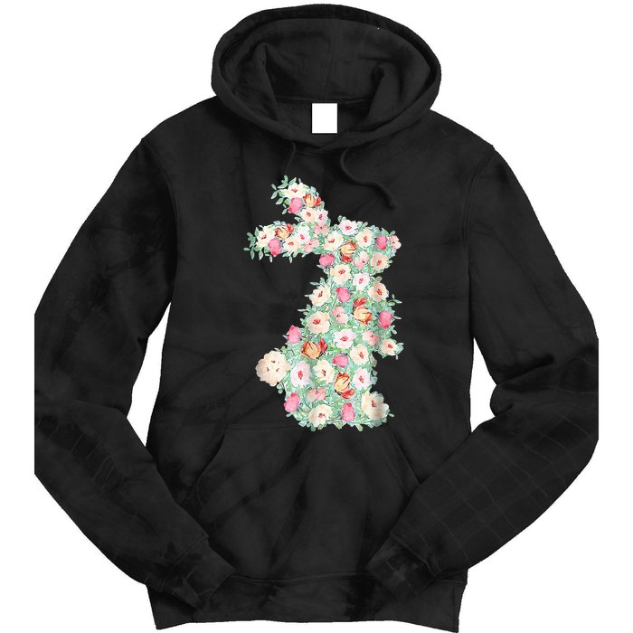 Cute Floral Bunny Rabbit Funny Easter Day Tie Dye Hoodie