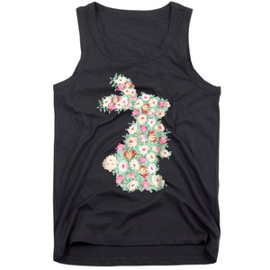 Cute Floral Bunny Rabbit Funny Easter Day Tank Top