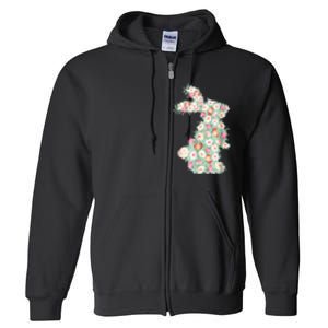 Cute Floral Bunny Rabbit Funny Easter Day Full Zip Hoodie