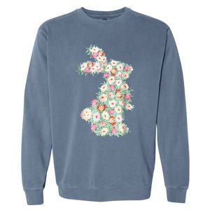 Cute Floral Bunny Rabbit Funny Easter Day Garment-Dyed Sweatshirt