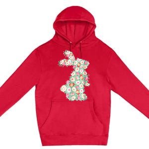 Cute Floral Bunny Rabbit Funny Easter Day Premium Pullover Hoodie