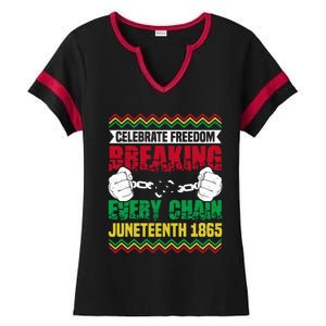 Celebrate Freedom Breaking Every Chain African Juneteenth Cute Gift Ladies Halftime Notch Neck Tee