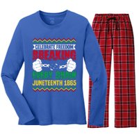 Celebrate Freedom Breaking Every Chain African Juneteenth Cute Gift Women's Long Sleeve Flannel Pajama Set 