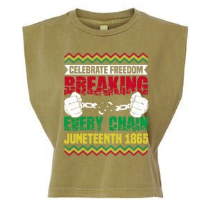 Celebrate Freedom Breaking Every Chain African Juneteenth Cute Gift Garment-Dyed Women's Muscle Tee