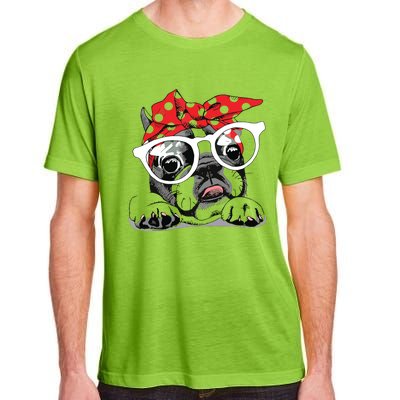 Cute French Bulldog Colorful Headband And Glasses Adult ChromaSoft Performance T-Shirt