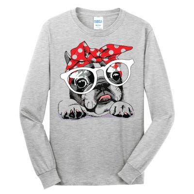 Cute French Bulldog Colorful Headband And Glasses Tall Long Sleeve T-Shirt