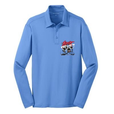 Cute French Bulldog Colorful Headband And Glasses Silk Touch Performance Long Sleeve Polo