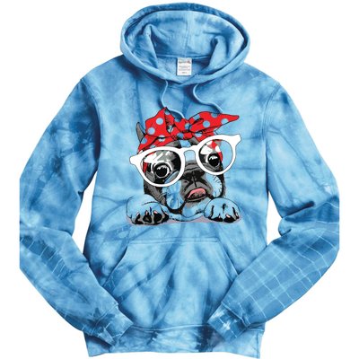 Cute French Bulldog Colorful Headband And Glasses Tie Dye Hoodie