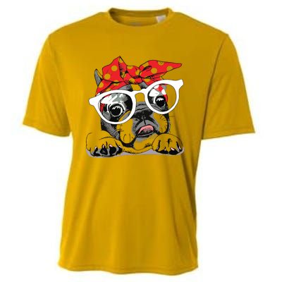 Cute French Bulldog Colorful Headband And Glasses Cooling Performance Crew T-Shirt