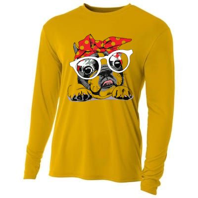 Cute French Bulldog Colorful Headband And Glasses Cooling Performance Long Sleeve Crew