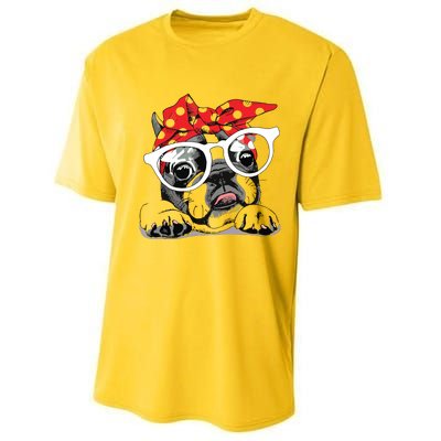 Cute French Bulldog Colorful Headband And Glasses Performance Sprint T-Shirt