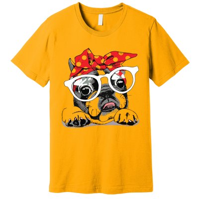 Cute French Bulldog Colorful Headband And Glasses Premium T-Shirt