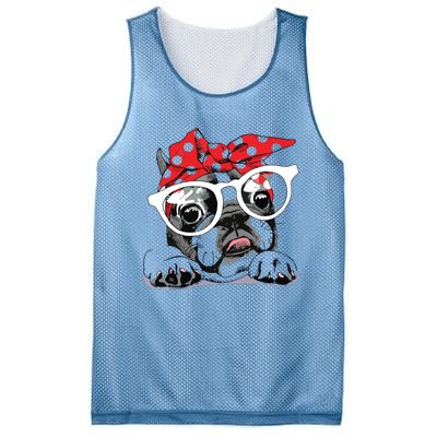 Cute French Bulldog Colorful Headband And Glasses Mesh Reversible Basketball Jersey Tank