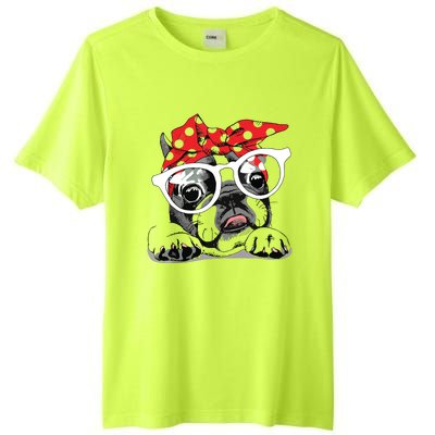 Cute French Bulldog Colorful Headband And Glasses Tall Fusion ChromaSoft Performance T-Shirt