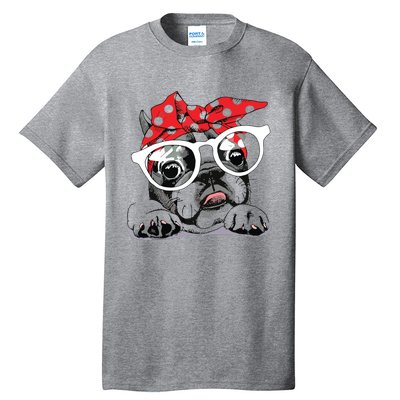 Cute French Bulldog Colorful Headband And Glasses Tall T-Shirt