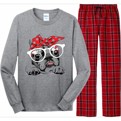 Cute French Bulldog Colorful Headband And Glasses Long Sleeve Pajama Set