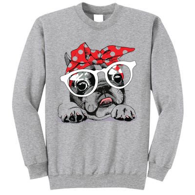 Cute French Bulldog Colorful Headband And Glasses Tall Sweatshirt