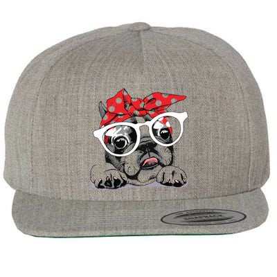 Cute French Bulldog Colorful Headband And Glasses Wool Snapback Cap