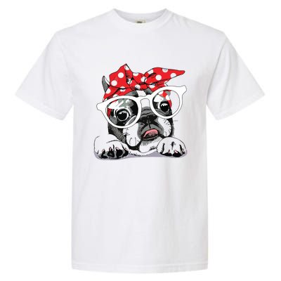 Cute French Bulldog Colorful Headband And Glasses Garment-Dyed Heavyweight T-Shirt